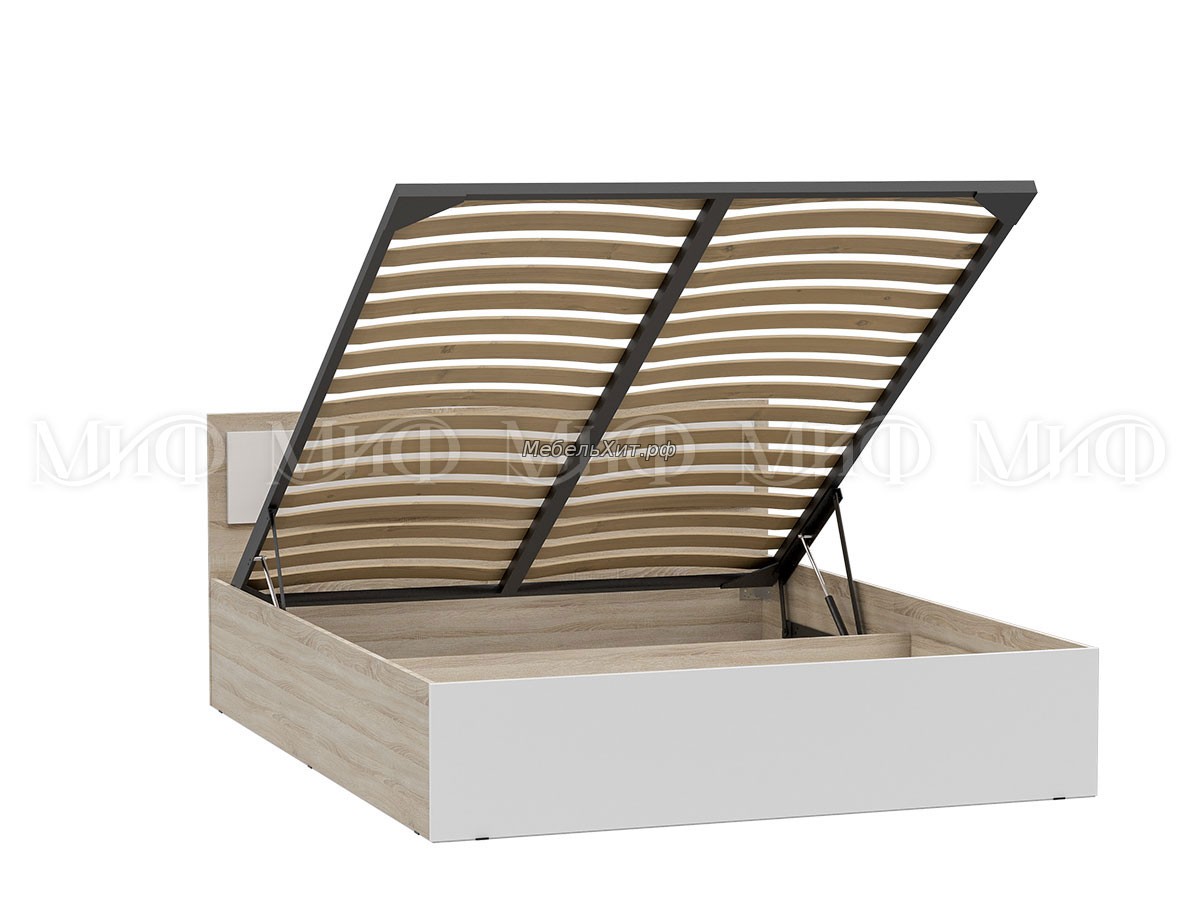 Мартина Кровать с подъемным механизмом 1,6м (Белый, сонома)