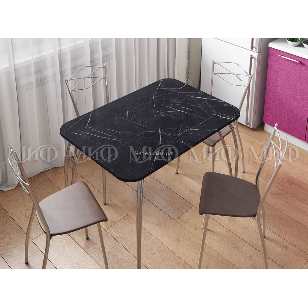 Стол кухонный прямоугольный 1000*670 (Мрамор черный)